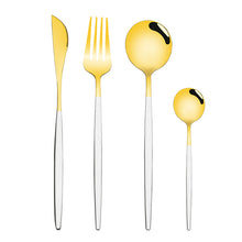 Lade das Bild in den Galerie-Viewer, 304 Stainless Steel Flatware Sets 4 Pcs/set Bright Gold-Plated Tableware Steak Knife and Fork Spoon