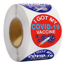 Load image into Gallery viewer, 2x500pcs Xmas Christmas Stickers Roll Label Coat Clothing Multicolor I Got My Covid-19 Vacuum Vaccination