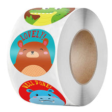 Load image into Gallery viewer, 2x500pcs Xmas Christmas Stickers Roll Label Children's Animal World Yes Great Award Incentive Toy Sealing