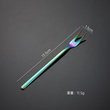 Load image into Gallery viewer, 304 Stainless Steel Flatware Sets Small round Spoon Dessert Coffee Spoon Fruit Fork Mirror Polished Titanium Plated PVD