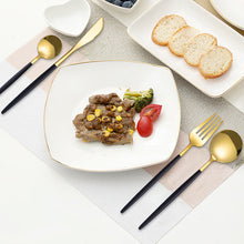 Lade das Bild in den Galerie-Viewer, 304 Stainless Steel Flatware Sets Black Gold Steel Knife, Fork and Spoon Food Knife Fork Spoon 24PCs