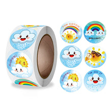 Load image into Gallery viewer, 2x500pcs Xmas Christmas Stickers Roll Label 6 Patterns Rainbow White Cloud Sun Stationery Gift Reusable Adhesive