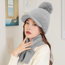 Lade das Bild in den Galerie-Viewer, Warm Winter Knit Beanie Hats Women's Autumn Wool Cute Wild Scarf Set Fleece-Lined Thickened Unisex