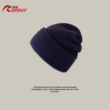 Load image into Gallery viewer, Warm Winter Knit Beanie Hats Japanese Style Simple Plaid Men's and Women's Cold Pullover Unisex