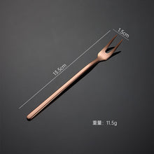 Load image into Gallery viewer, 304 Stainless Steel Flatware Sets Small round Spoon Dessert Coffee Spoon Fruit Fork Mirror Polished Titanium Plated PVD