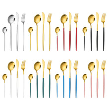 Lade das Bild in den Galerie-Viewer, 304 Stainless Steel Flatware Sets Knife, Fork and Spoon 4-Piece Set Multi-Color Optional 24-Piece Set
