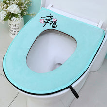 Load image into Gallery viewer, 3pcs Toilet Seat Cover Pads Universal Household Four Seasons U-Shaped Dehaired Angora Thicker Cotton and Linen Embroidery Zipper