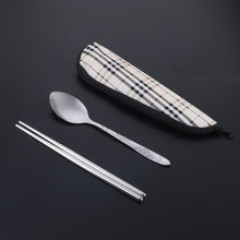 Lade das Bild in den Galerie-Viewer, 304 Stainless Steel Flatware Sets 2/3pcs Student Household Portable Chopsticks Spoon Kit