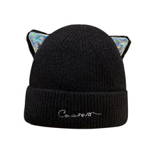 Lade das Bild in den Galerie-Viewer, Warm Winter Knit Beanie Hats Women's Autumn and Winter Korean Style Embroidered Letter Wool Cat Ears Unisex