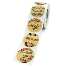 Load image into Gallery viewer, 2x500pcs Xmas Christmas 8 Kinds of Plant Color Kraft Paper Thank You Sticker Gift Label