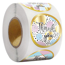 Load image into Gallery viewer, 2x500pcs Xmas Christmas Stickers Roll Label 8 Pattern Floral Ring Pink Thank You Arty Wedding Goods