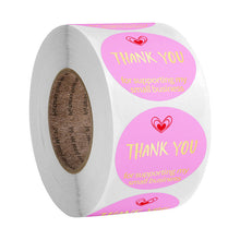 Load image into Gallery viewer, 2x500pcs Xmas Christmas Stickers Roll Label Rose Red Pink and Bronze Thank You Love Thank You Gift