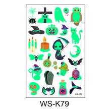 Lade das Bild in den Galerie-Viewer, 20PCs Eco-friendly Non-Toxic Children Cartoon Luminous Tattoo Stickers Halloween Carnival Party