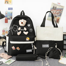 Lade das Bild in den Galerie-Viewer, Cute Bear Doll Junior High School Student Campus Backpack Canvas Student Backpack