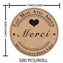 Load image into Gallery viewer, 2x500pcs Christmas Xmas Kraft Paper 25 38 Merci French Thank You Sticker Label tape