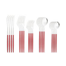 Lade das Bild in den Galerie-Viewer, 304 Stainless Steel Flatware Sets 20PCs Bright Golden Knife Fork Dessert Spoon and Fork Set