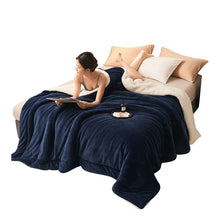 Load image into Gallery viewer, Double Layer Thick Lambskin Blanket Solid Color Composite Milk Flannel Blanket Coral Fleece Blanket