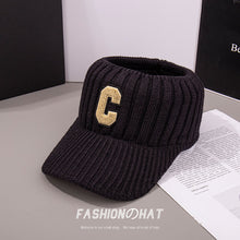 Lade das Bild in den Galerie-Viewer, Warm Winter Knit Beanie Hats Tik Tok Live Stream Internet Celebrity Same Embroidery Big C Topless Hat Unisex
