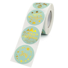 Load image into Gallery viewer, 2x500pcs Christmas Xmas Blue Green Bronzing Merry Christmas Sticker Label tape