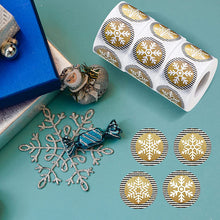 Lade das Bild in den Galerie-Viewer, 2x500pcs Christmas Xmas 4 Pattern Golden Striped Snowflake Christmas Sticker Gift Label tape