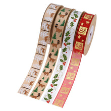Load image into Gallery viewer, 3PCs Christmas Packing Materials 15mm Wide Printed Animal Christmas Fruit Ribbon Flowers Gift