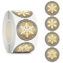 Lade das Bild in den Galerie-Viewer, 2x500pcs Christmas Xmas 4 Pattern Golden Striped Snowflake Christmas Sticker Gift Label tape