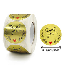 Load image into Gallery viewer, 2x500pcs Christmas Xmas Light Gold Love Heart Thank You Envelope Gift Bag Decorative Sticker Label tape