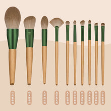 Load image into Gallery viewer, 10 PCs Cyan Makeup Brushes with Wooden Handle Make-up Tools with Abundant Wool