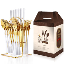 Lade das Bild in den Galerie-Viewer, 304 Stainless Steel Flatware Sets 24-Piece Suit Western Food Four Main Pieces Tableware Stand Gift Box Multi-Color