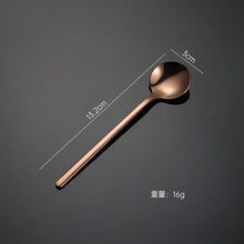 Load image into Gallery viewer, 304 Stainless Steel Flatware Sets Small round Spoon Dessert Coffee Spoon Fruit Fork Mirror Polished Titanium Plated PVD