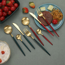 Lade das Bild in den Galerie-Viewer, 304 Stainless Steel Flatware Sets Spork 4-Piece Thick Steak Knife, Fork and Spoon Spork