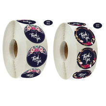 Load image into Gallery viewer, 2x500pcs Christmas Xmas Black Plant Flower Thank You Sticker Gift Label tape