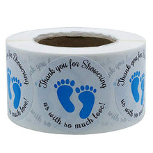 Load image into Gallery viewer, 2x500pcs Xmas Christmas Stickers Roll Label Red Blue Baby Feet Thank You Showering Love
