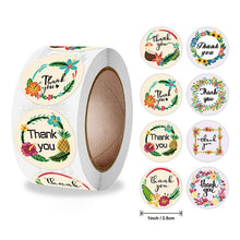 Load image into Gallery viewer, 2x500pcs Xmas Christmas Stickers Roll Label 8 Kinds of Flower Ring Thank You Kraft Envelope Wedding