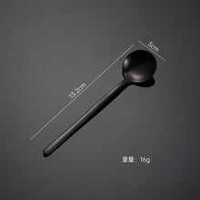 Load image into Gallery viewer, 304 Stainless Steel Flatware Sets Small round Spoon Dessert Coffee Spoon Fruit Fork Mirror Polished Titanium Plated PVD
