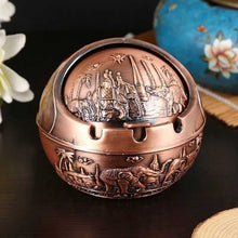 Lade das Bild in den Galerie-Viewer, Ashtray Personalized Trendy Home Living Room Prevent Fly Ash Style Sealed Imitation Pure Copper Ashtray