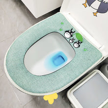 Load image into Gallery viewer, 3pcs Toilet Seat Cover Pads Linen Summer Four Seasons Cartoon Elephant Breathable Zipper