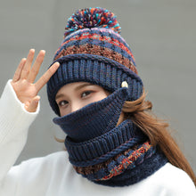 Lade das Bild in den Galerie-Viewer, Warm Winter Knit Beanie Hats Woolen Cap Women's Autumn and Winter Korean Style Outdoor Mask Scarf Unisex