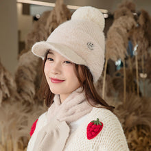 Lade das Bild in den Galerie-Viewer, Warm Winter Knit Beanie Hats Women's Autumn Wool Cute Wild Scarf Set Fleece-Lined Thickened Unisex