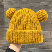 Lade das Bild in den Galerie-Viewer, Warm Winter Knit Beanie Hats Hat Women Korean Ins Cute Ears Autumn and Winter Thickening Wool Unisex