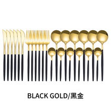 Lade das Bild in den Galerie-Viewer, 304 Stainless Steel Flatware Sets 24-Piece Set Table Knife Gold Mirror Polished Spoon Fork