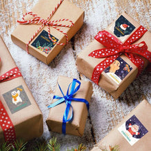 Load image into Gallery viewer, 2x500pcs Christmas Xmas Square 9 Pattern Santa Snowman Merry Christmas Christmas Stickers tape