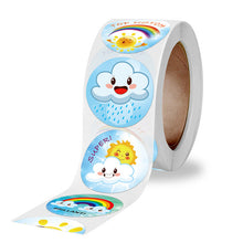 Load image into Gallery viewer, 2x500pcs Xmas Christmas Stickers Roll Label 6 Patterns Rainbow White Cloud Sun Stationery Gift Reusable Adhesive