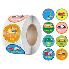 Load image into Gallery viewer, 2x500pcs Xmas Christmas Stickers Roll Label Taxi Fire Police Ice Cream School Bus Award Incentive Toy Sealing