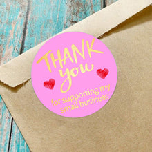 Load image into Gallery viewer, 2x500pcs Xmas Christmas Stickers Roll Label Rose Red Pink and Bronze Thank You Kraft Envelope Gift