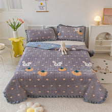 Load image into Gallery viewer, Autumn and Winter Thickening Milk Fiber Three-Piece Quilted Crystal Velvet Lace Thermal Blanket Bed Sheet
