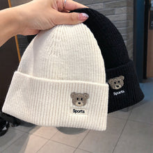 Load image into Gallery viewer, Warm Winter Knit Beanie Hats Autumn and Winter Bear Embroidery Wool Women Street Warm Ear Protection Male Unisex