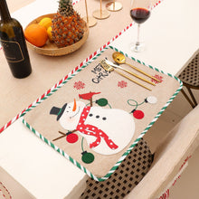 Load image into Gallery viewer, 2PCs Christmas Tablecloths Embroidery Old Man Snowman Placemat