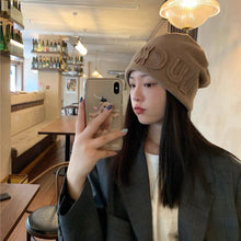 Lade das Bild in den Galerie-Viewer, Warm Winter Knit Beanie Hats Japanese Style Face-Looking Small Women Internet Celebrity Fleece-Lined Toe Cap Unisex