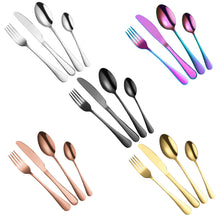 Lade das Bild in den Galerie-Viewer, 304 Stainless Steel Flatware Sets Western Tableware Four Components 24PCs Knife Spoon Fork Tea Spoon Golden